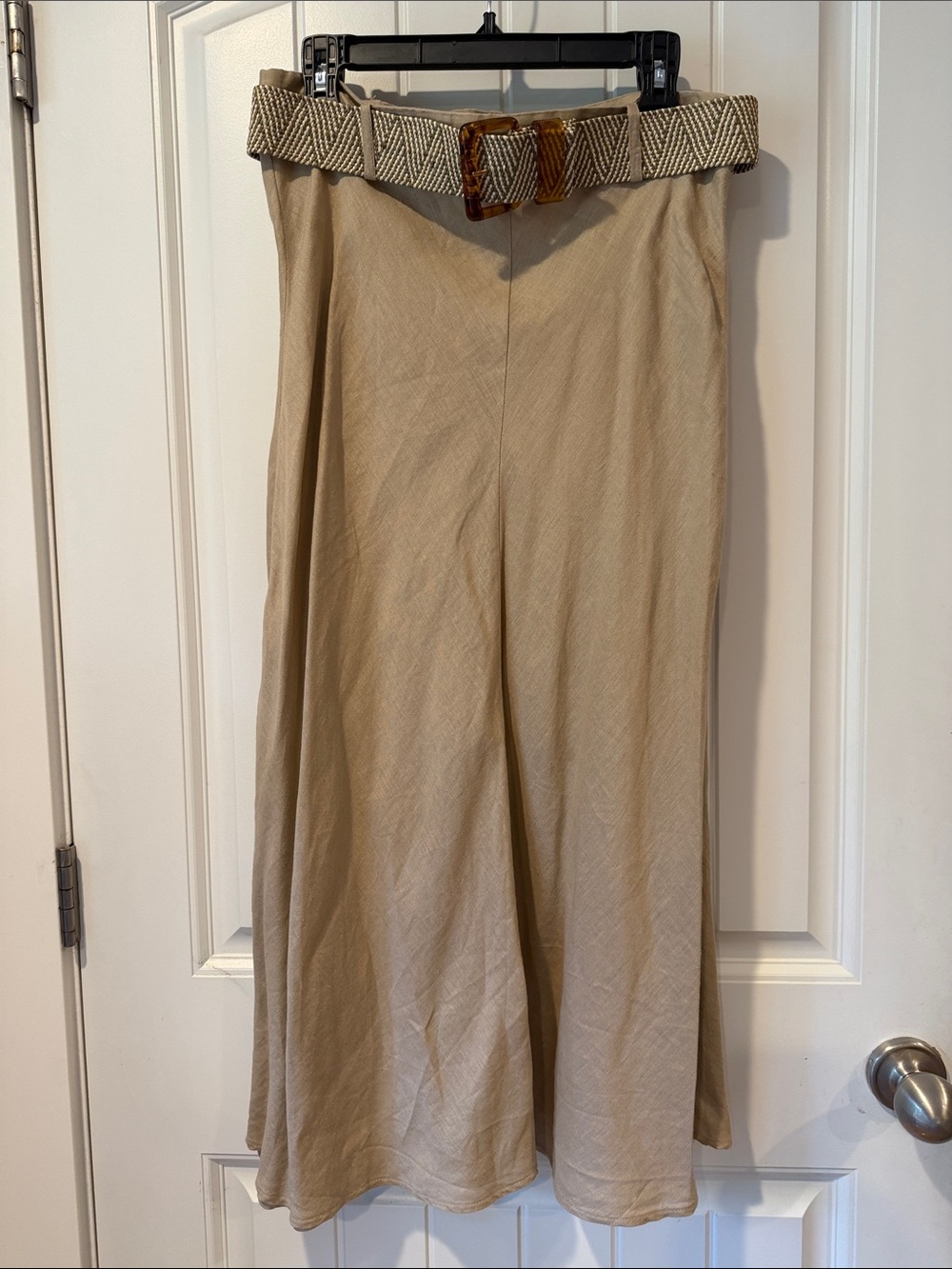 Zara Beige Maxi Skirt with Woven Accent Belt